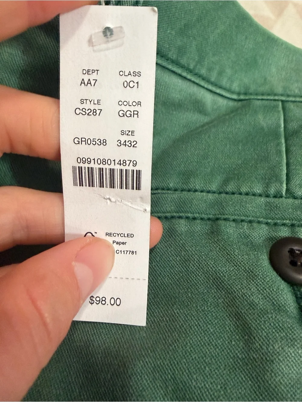 J crew Greenwich green Broken-in Straight pigment-dyed chino pant